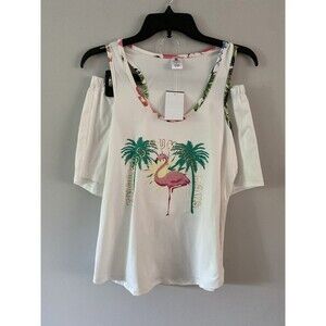 Cozy Rozy 2-Piece Pyjama Set Racerback Endless Summer Days Solid Cream Size L